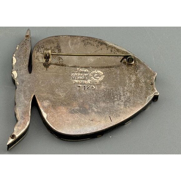 Vintage Taxco Fish Brooch Toño Sterling Silver Mixed Metal Turquoise  READ - Picture 8 of 9